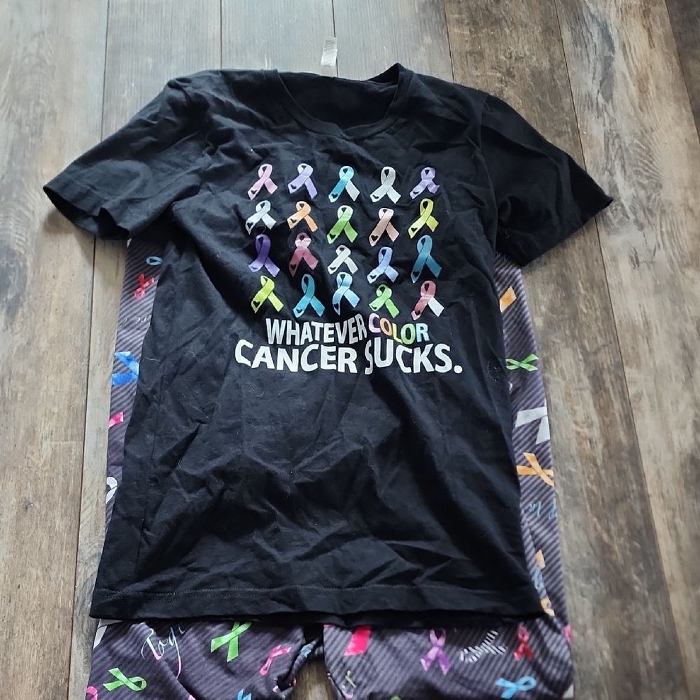 Black Cancer Awareness T-Shirt and leggings